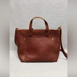 Portland Leather Goods Medium Crossbody Pebbled Leather Zip Top Tote Bag Purse